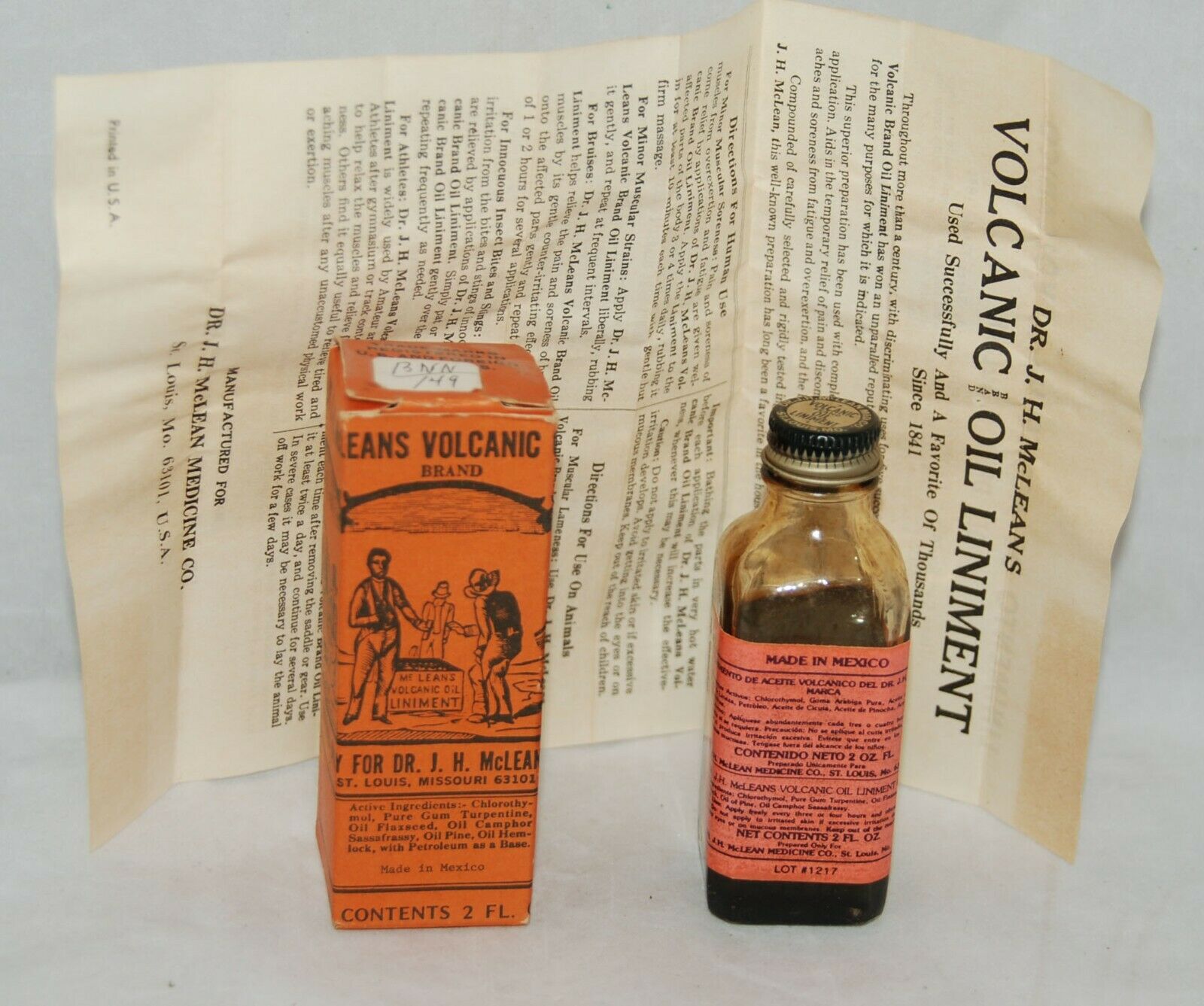 Vintage Dr JH McLean's Volcanic Oil Liniment 2 FL oz Pain Relieving